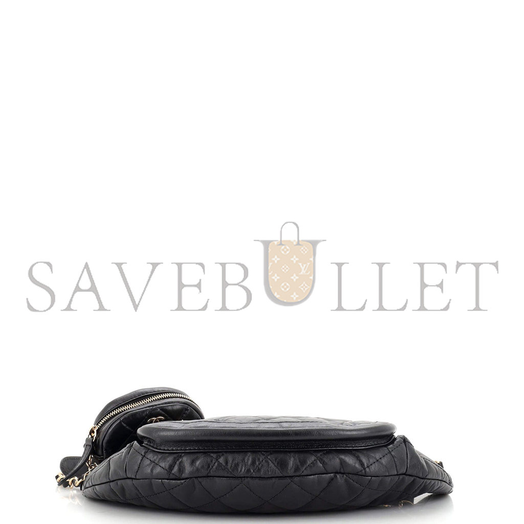 CHANEL FRONT ZIP WAIST BAG WITH COIN PURSE QUILTED CALFSKIN AS1077 (34*15*6cm)